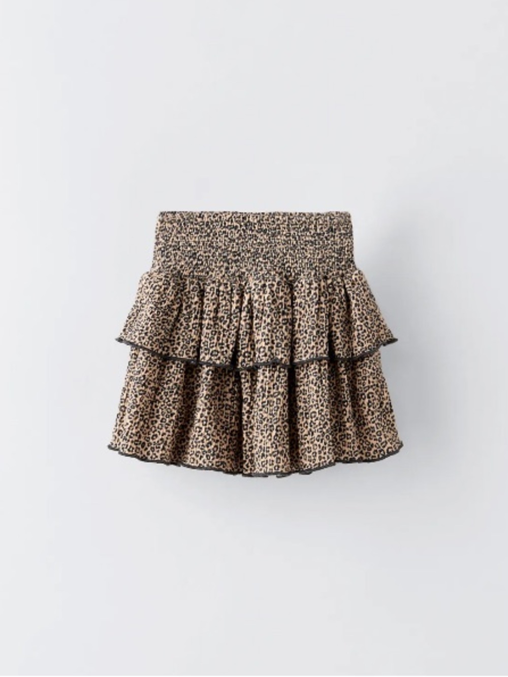 Zara Leopard Print Tiered Skirt - Tan & Black